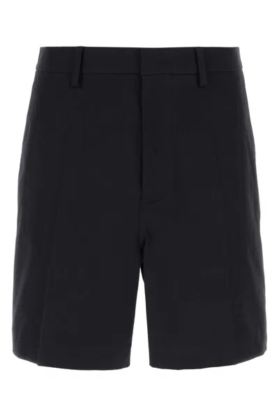 Valentino Stretch Cotton Bermuda Shorts In Blue