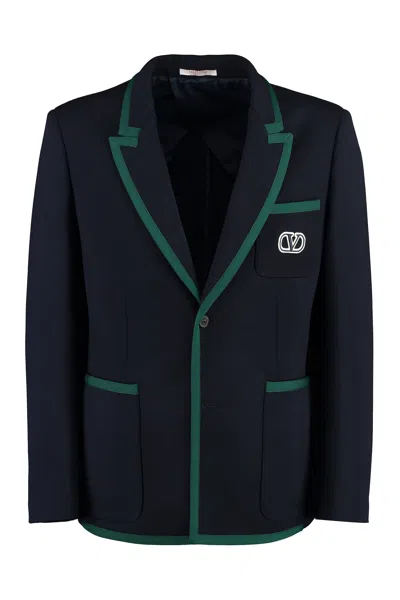 VALENTINO MIDNIGHT BLUE STRETCH COTTON BLEND BLAZER