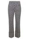 Valentino Geometric Pattern Cuffed Hem Trousers In Blue