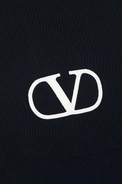 Valentino Midnight Blue Wool Scarf In 598