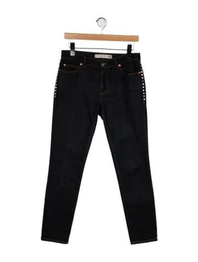 Pre-owned Valentino Mid-rise Skinny Leg Jeans In Black