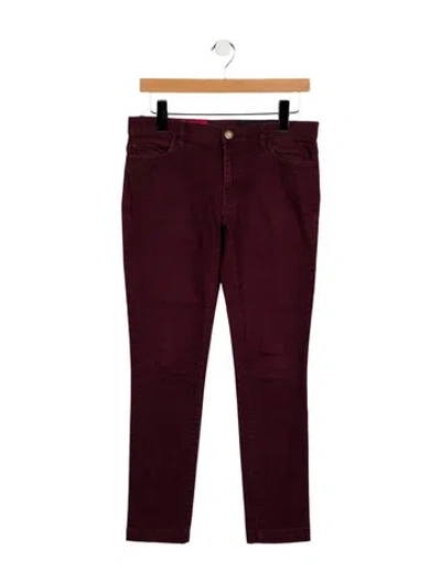 Pre-owned Valentino Mid-rise Skinny Leg Jeans In Burgundy