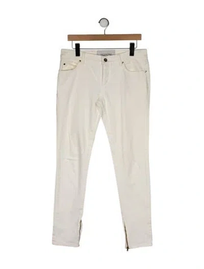 Pre-owned Valentino Mid-rise Skinny Leg Jeans In Neutral