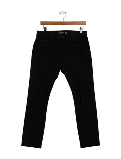 Pre-owned Valentino Mid-rise Straight Leg Jeans In Black