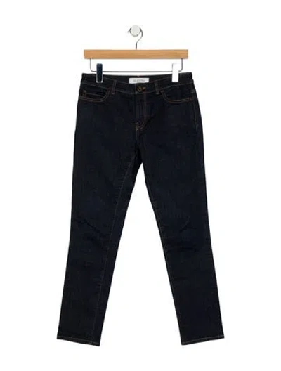Pre-owned Valentino Mid-rise Straight Leg Jeans In Blue