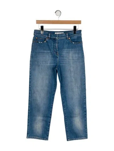 Pre-owned Valentino Mid-rise Straight Leg Jeans In Blue