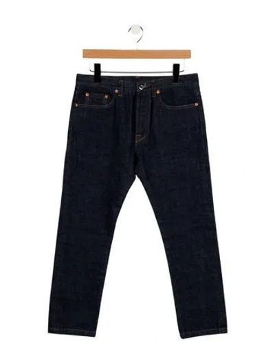 Pre-owned Valentino Mid-rise Straight Leg Jeans In Blue