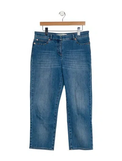 Pre-owned Valentino Mid-rise Straight Leg Jeans In Blue