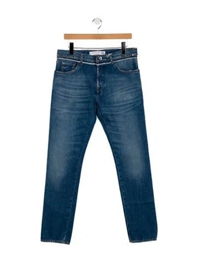 Pre-owned Valentino Mid-rise Straight Leg Jeans In Blue
