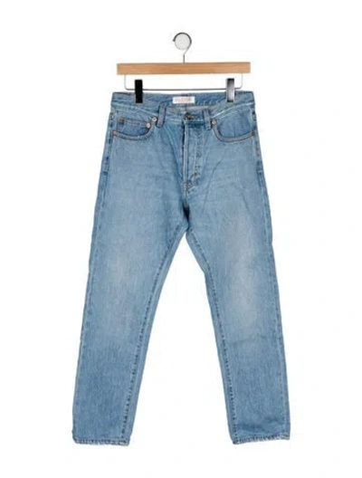 Pre-owned Valentino Mid-rise Straight Leg Jeans In Blue