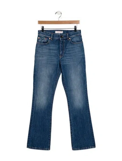 Pre-owned Valentino Mid-rise Straight Leg Jeans In Blue
