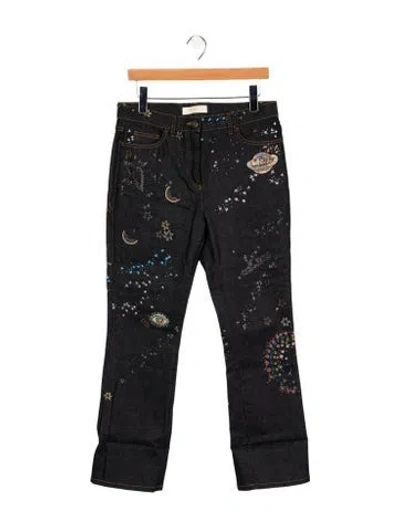 Pre-owned Valentino Mid-rise Straight Leg Jeans In Blue