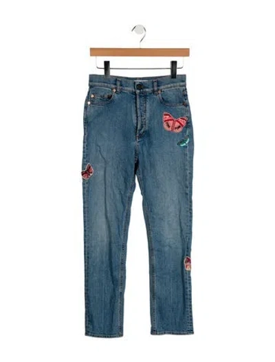 Pre-owned Valentino Mid-rise Straight Leg Jeans In Blue