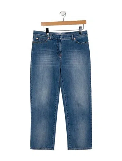 Pre-owned Valentino Mid-rise Straight Leg Jeans In Blue
