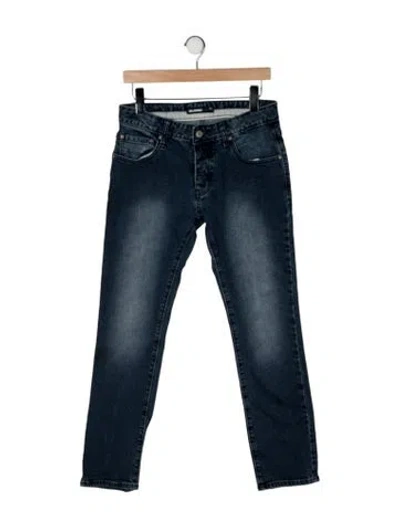 Pre-owned Valentino Mid-rise Straight Leg Jeans In Blue