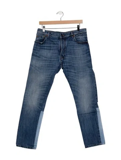 Pre-owned Valentino Mid-rise Straight Leg Jeans In Blue
