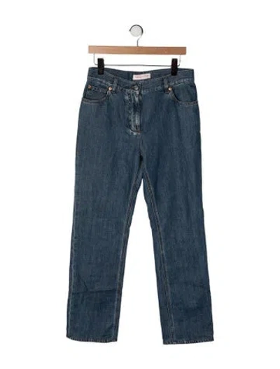 Pre-owned Valentino Mid-rise Straight Leg Jeans In Blue