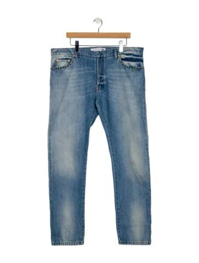 Pre-owned Valentino Mid-rise Straight Leg Jeans In Blue