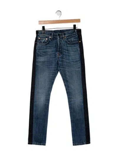 Pre-owned Valentino Mid-rise Straight Leg Jeans In Blue