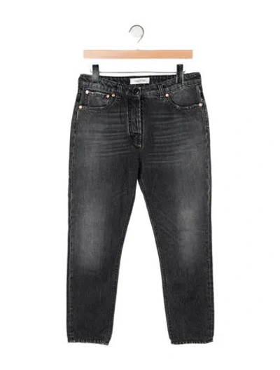 Pre-owned Valentino Mid-rise Straight Leg Jeans In Gray