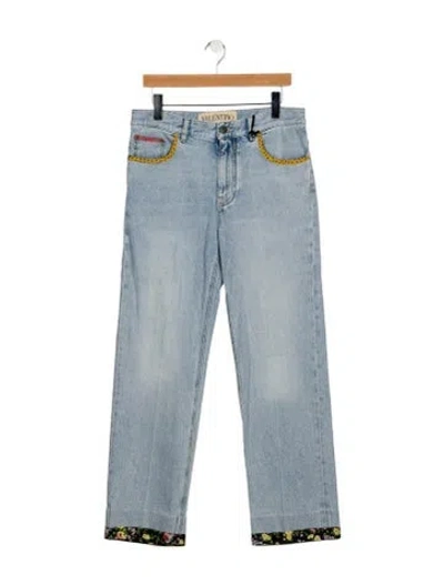 Pre-owned Valentino Mid-rise Straight Leg Jeans W/ Tags In Blue