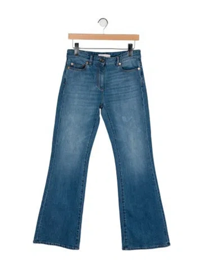 Pre-owned Valentino Mid-rise Wide Leg Jeans In Blue