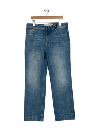 Pre-owned Valentino Mid-rise Wide Leg Jeans In Blue