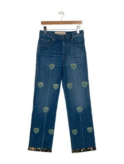 Pre-owned Valentino Mid-rise Wide Leg Jeans In Blue