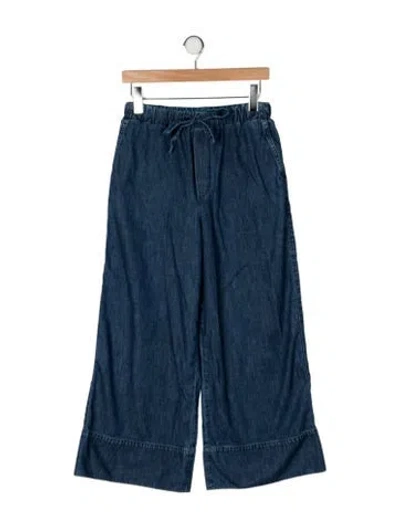 Pre-owned Valentino Mid-rise Wide Leg Jeans In Blue
