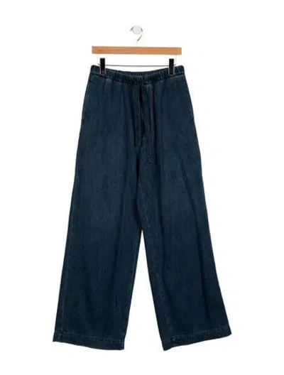 Pre-owned Valentino Mid-rise Wide Leg Jeans In Blue