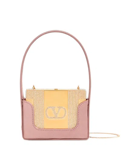 Valentino Garavani Minaumorphe Minaudière In Metal With Swarovski® Crystals And Satin Case In Nude