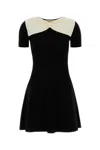 Valentino Viscose Blend Mini Dress Fitted Waist In Black