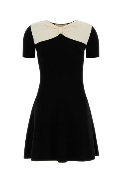 Valentino Viscose Blend Mini Dress Fitted Waist In Black