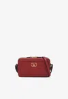 Valentino Mini Alltime Grained Leather Shoulder Bag In Red