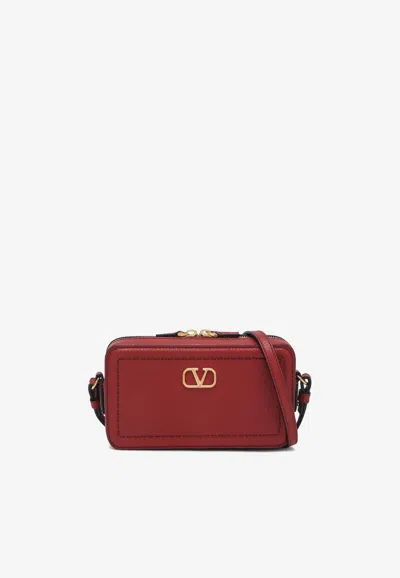 Valentino Garavani Mini Alltime Grained Leather Shoulder Bag In Red