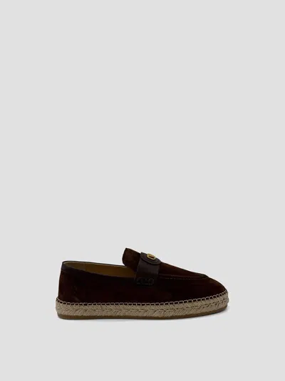 Valentino Garavani Valentino Mini Avenue Leather Espadrille In Bark Brown