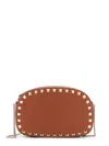 Valentino Rockstud Mini Grainy Leather Crossbody In Brown