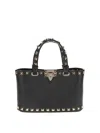 Valentino Rockstud Mini Tote Bag With Chain Strap In Black