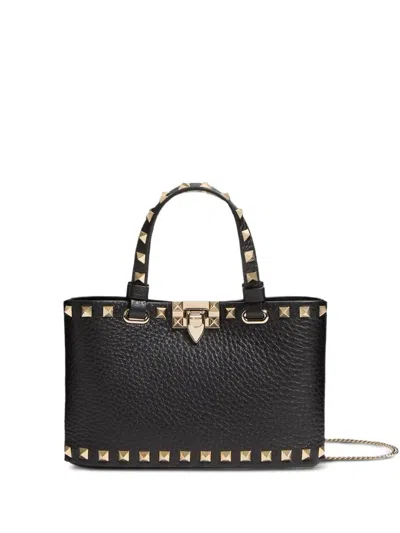 Valentino Garavani Rockstud Mini Shopping Bag In Grainy Calfskin Woman Black Uni