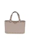 Valentino Rockstud Bag In Grained Leather In Nude
