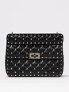 Valentino Medium Rockstud Spike Top-handle Bag In Black