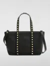 Valentino Garavani Rockstud Small Garnet Calfskin Shopping Bag In Black