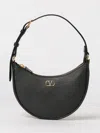 Valentino Half-moon Leather Shoulder Bag With Chain Strap In Black