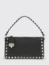 Valentino Rockstud Small Black Grainy Leather Crossbody Bag In Black