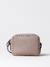 Valentino Rockstud Grainy Leather Camera Bag In 粉末色