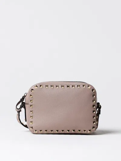 Valentino Garavani Valentino Beige Calfskin Leather Rockstud Crossbody In Gray