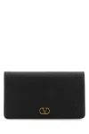 Valentino Rectangular Leather Clutch With Textured Vlogo Signature In Black