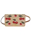Valentino Embroidered Raffia Mini Vlogo Signature Shoulder Bag In F Naturale Multicolor Natural Camel