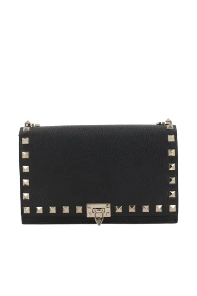 Valentino Garavani Mini Black Leather Bag With Golden Metal Studs