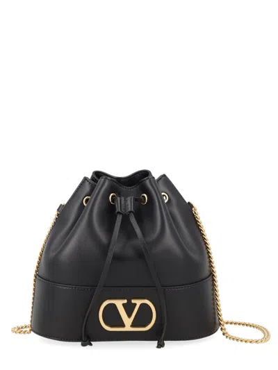 Valentino Garavani Mini Borsa A Secchiello "vlogo Signature" In Black